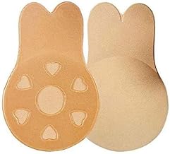Women's Silicone Lift up Invisible Bra Tape Push up Strapless Bra Self Adhesive Backless Sticky Bra Rabbit's Ears Shape Breast Lift Petals Reusable Beige (1 Pair)