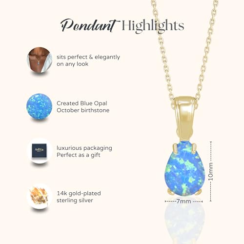 14K Gold Plated Gemstone Teardrop Necklace for Women – Dainty Birthstone Jewelry – Elegant Everyday Gold Necklace – Gift for Her 6