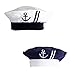 stylesilove Infant Baby Boy Nautical Sailor Embroidered Anchor Hat, 2 Colors (3-12 Months, Navy Blue)