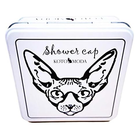 Kotomoda Shower Caps for Sphynx Cats and Other Hairless Cats in a Tin Gift Box Cover