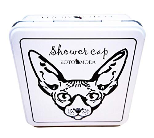Toucas de Banho Transparentes para Gatos Sphynx com Faixa Elástica e Lata Decorativa Kotomoda — Pacote com 20