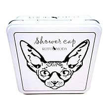 20 Transparent Shower Caps for Sphynx Cats in Decorative Tin Gift Box - Waterproof Bath Protection, Thoughtful Cat Lover Gift Set