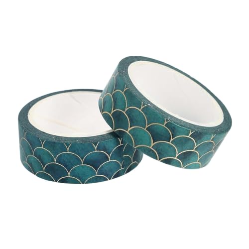 YuanHolumid 2Pcs Green Rolls Washi Tape Decorative Masking Adhesive Tape Mermaid Fish Scale Tape for DIY Crafts Gift Wrapping Bullet Journals PlannersArts and Crafts Tape Adhesives,Craft Supplies