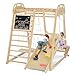 JOYMOR 8-in-1 Indoor Jungle Gym for Kids and Toddlers with Hanging-Bridge and Swing, Wooden Indoor Playground with Slide, Blackboard, Ladders for Toddler Climbers