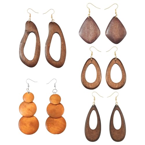Boucles d'oreilles pendantes géométriques pour femme en lot de 5 paires légères