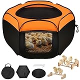 Brooder Box for Chicks, Pop-Up Chicken Brooder Playpen with Dual Doors, Mesh Top Cover & Waterproof Mat, Portable Chick Enclosure for Baby Chicks, Ducks & Quail, Holds Up to 15 Chicks