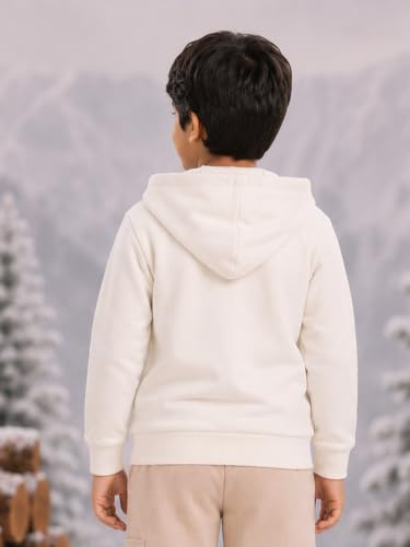 Image of Unisex Kids Solid Full Sleeve Zip Front Open Hooded Sweatshirt