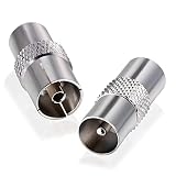 Bingfu Adapter Anteny FM i Radia - Kabel Koncentryczny RF 75 Omów - Zestaw 2 Adapterów TV Męski do Żeńskiego dla Yamaha, JVC, Sherwood, Pioneer, Onkyo System Audio
