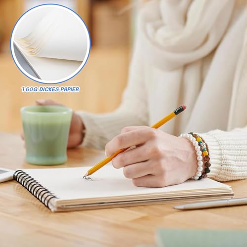 3Stück A6 Skizzenbüch, 30 Blatt/60 Seiten, Säurefreies Papier (160 G/M²), Kraftpapier-Zeichenblock mit Spiralbindung, Skizzenblöcke zum Zeichnen und Skizzieren, Künstler- und Studentenbedarf(Schwarz)