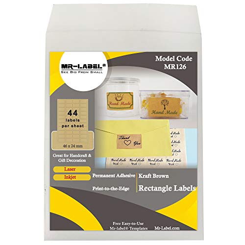 Mr-Label 44 Pcs Blank Kraft Labels –Self Adhesive Stickers for Gift Decoration|Hand Craft| Finishing Touch (Size:2446mm) (25 Sheets/1100 Labels)