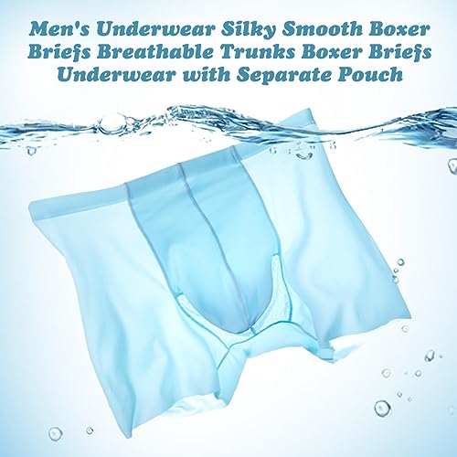 Ouruikia Men's Underwear Silky Smooth Boxer Briefs Breathable Trunks Boxer Briefs Underwear with Separate Pouch3