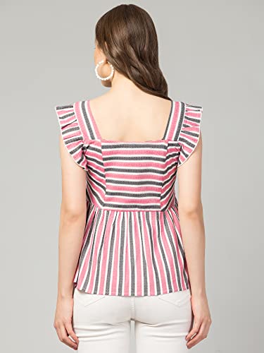 Image of ZUVINO Striped Cotton Tops for Women || Sleeveless Peplum Tops for Women || Stylish Summer Tops for Women.