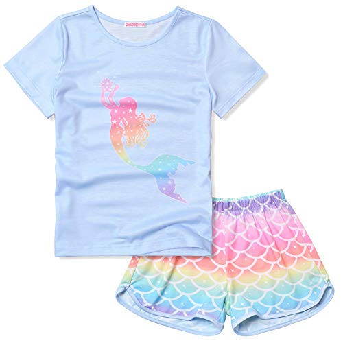 Childrenstar Girls Mermaid Pjs Pajama Sets Kids Short Sleeve Summer Cotton Sleepwear,Size 6 7 #TOP27