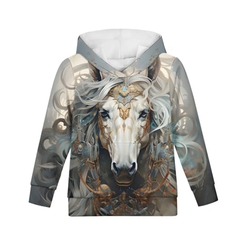 Kids Boys Realistic 3D Wolf Printed Long Sleeve Cool Hoodies with Pocket