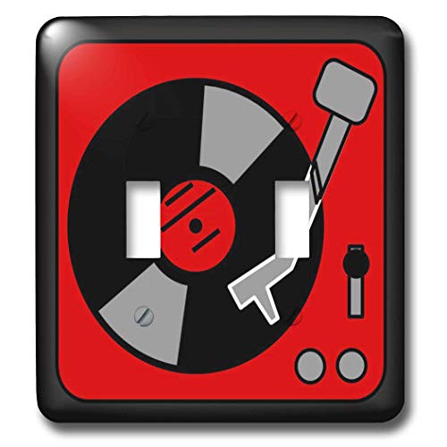 Placa de interruptor de reproductor de grabación 3dRose con doble botón bicolor rojo negro 2