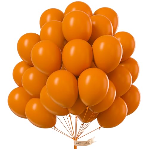 Image of PartyWoo Burnt Orange Balloons 100pcs 10 Inch Terracotta Rust Fall Color Autumn Boho Balloon Arch Kit Garland for Wedding Birthday Baby Shower Thanksgiving Halloween Fall Party Decorations Orange-F53