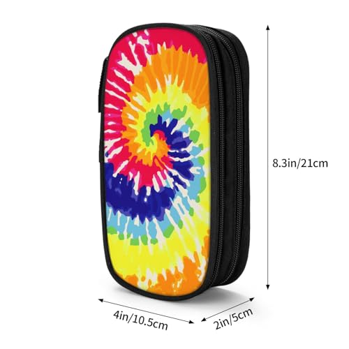 Image of Perinsto Rainbow Tie Dye Pencil Case Big Capacity Multi Compartment Stationery Box Pencil Pouch Holder Desk Organizer For School Office Home