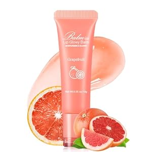 Lip Glowy Balm,Hydrating Nourishing Repair Sleeping Lip Mask,Glossy Finish Lip Moisturizer,Smooth Cracked Chapped Dry Lip,Lip Care Therapy Treatment,Thanksgiving Makeup Gift for Women-3#Grapefruit