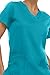 MediChic Women's V-Neck Scrub Top - 3-Pocket, 4-Way Stretch, Comfortable Medical Uniform, Teal Medium