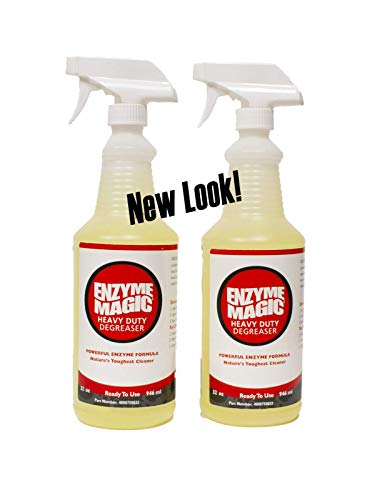 ENZYME MAGIC Heavy Duty Degreaser; Industrial Strength All-Purpose Cleaner, Enzymes Destroy Grease Oil Stain Animal Waste From Home, Floor, Garage, Tool, Deck&Boat, pH Neutral (2 x 32oz RTU Spray)