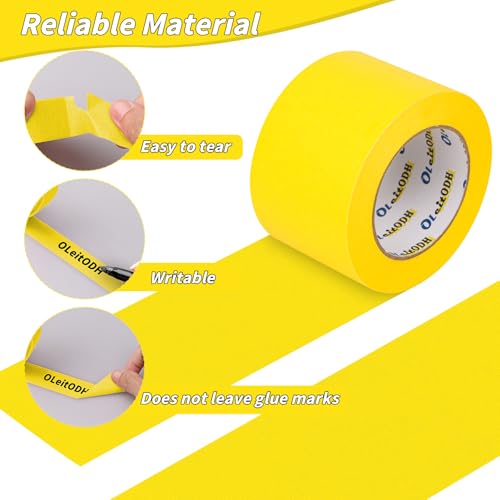 Image of 4 Rolls Yellow Painters Tape Bulk 4 inch x 60 Yards, Total 240 Yd, Painters Masking Tape No Residue Wall Painting Tape Artist Tape Trim Edge Finishing Tape for Wall Painting Decoration DIY Supplies