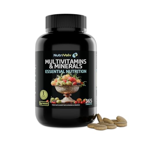 Multivitamins & Minerals | 365 Vegan Tablets | 1 Year Supply | One a Day | Multivitamin Tablets for Men and Women with Essential Active Vitamins & Minerals A-Z | Made in UK | by NutriVolv