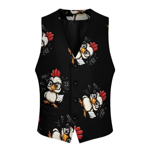 Mathemachicken Chicken Math Mens Slim Fit Suit Vest Dress Waistcoat Casual Business Vest4