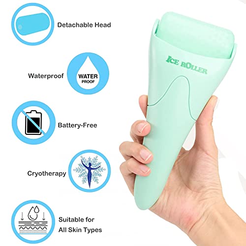 Wonderwin Ice Roller & Gua Sha Set, Ice Roller Gua Sha Board Massage Tool Set, Facial Skin Care Roller Massager Muscle Relaxing Wrinkles Relieving, Whole Body Relive Devices