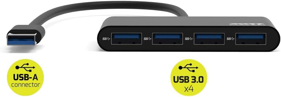 Close-up of Port Designs USB 3.0 Hub ports