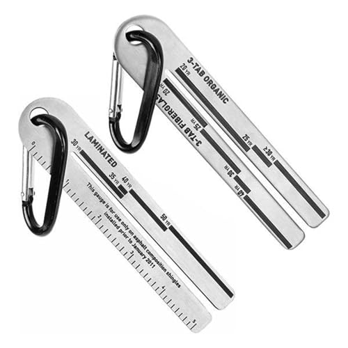 4/09 Shingle Gauge with Carabiner Metal Roof Gauge Tool, Measuring Tool for Roof Shingle Pitch Gauge Roofing for Measuring and Analyzeing The Thickness of Roof Tiles(2 Packs)