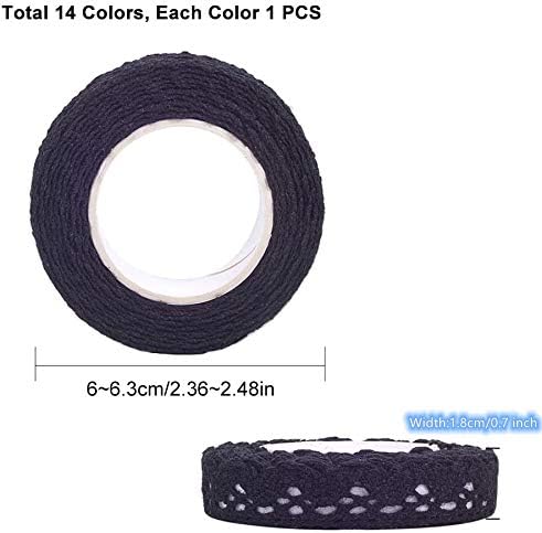 Jieddey Lace Ribbon,4 Rolls Cotton Lace Trim Black Lace Tape Self Adhesive for Card Making Craft Wedding Decor Embellishment Scrapbooking Sewing 8 Yards - Image 3