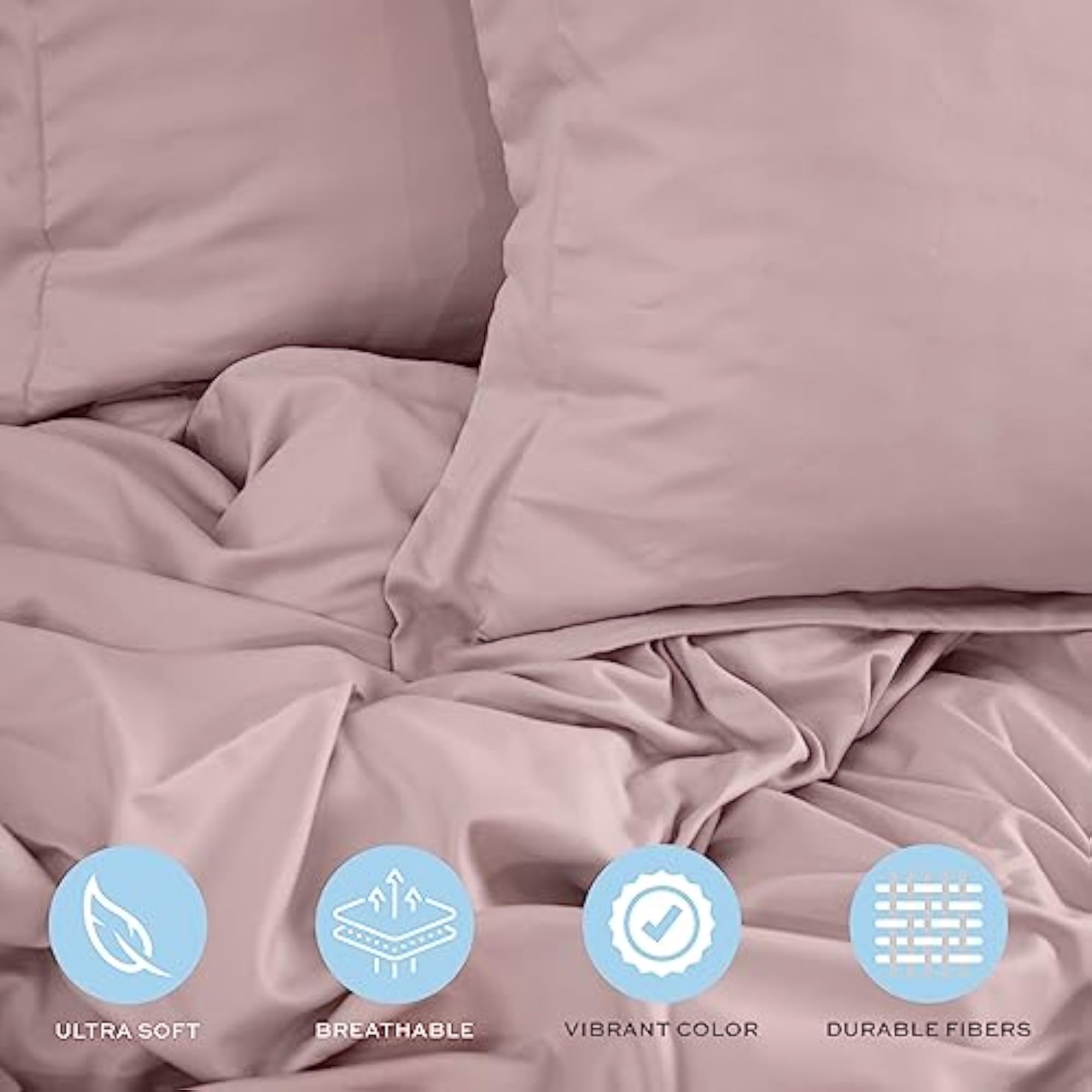 Pink Duvet Cover Queen Size, Microfiber Comforter Cover Set