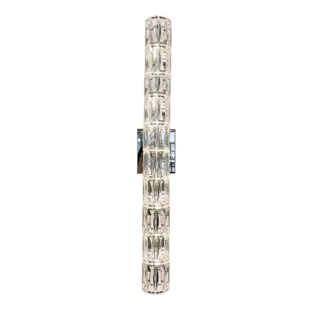 LYMSXAZOU Crystal Wall Sconce Lighting in Silver Finish - Strip LED Bathroom Light Fixture for Bedroom, Hallway, Living Room Elegant Sconces Lights Modern Home Decor