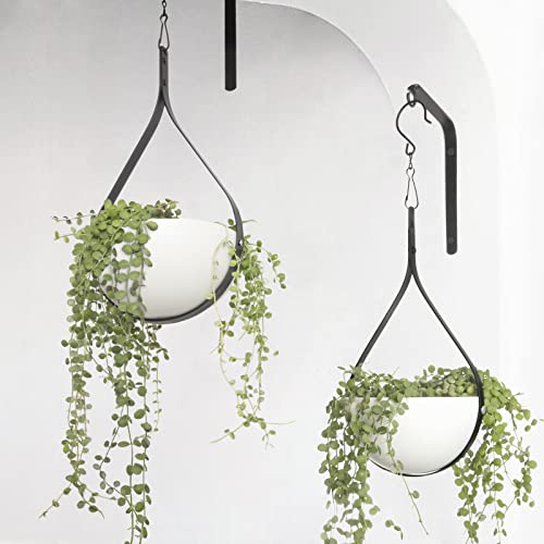 Hajia 2 Pack Waterdrop Shaped Modern Hanging Planter, Metal Plant Hanger For Indoor And Outdoor Plants, Black Hanging Plant Holder For Wall And Ceiling Decor.(No Plants Or Drainage Holes) #TOP23