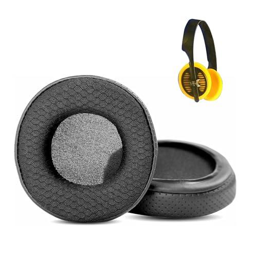 XRHTONG Cuscinetti di Ricambio Durevoli e Traspiranti Compatibili con Cuffie Sennheiser HD414SL HD 414SL Cuscinetti (Pelle Traforata/Tessuto Durevole e Memory Foam/70MM)