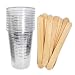 10 NSI 8oz Disposable Graduated Clear Plastic (PET) Cups and 10 6" Wood Stir Sticks for Mixing Paint, Stain, Epoxy, Resin