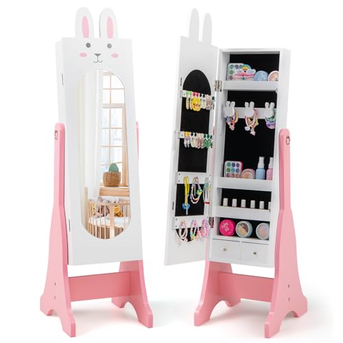 GLACER Kids Jewelry Cabinet with Full-Length Mirror, 45