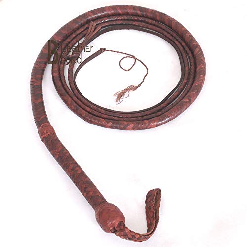 Bull Whip 06 to 16 Foot 12 Strands Cowhide Leather Equestrian Bullwhip Leather Belly & Leather Bolster Inside, Indiana Jones Style (08)