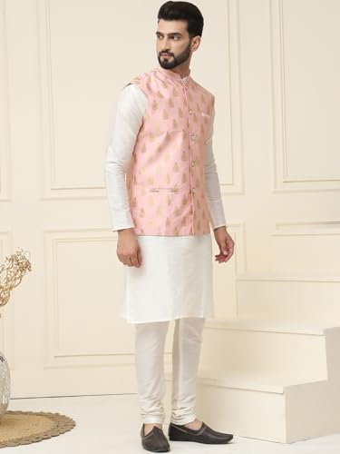 Image of SOJANYA (Since 1958 Men's Silk Blend Kurta Pyjama With Nehrujacket Set