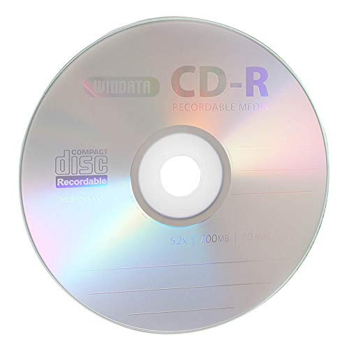 Windata CD-R Discs 100 Pack 52x 700MB/80 Minute Blank Data Recordable Media - 100-Pack Wrap
