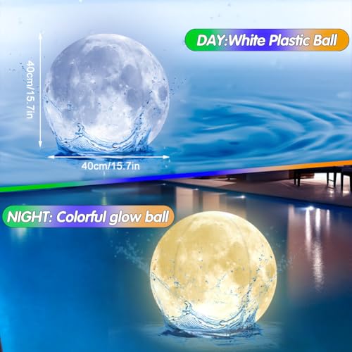 Miniatura 3 de Joycabin 2 Bolas De Agua Hinchables Led Luminosas Con Luna, Diámetro De 40 Cm, Iluminación Flotante Para Piscina, Impermeable, Para Playa, Jardín, Piscina, Fiesta