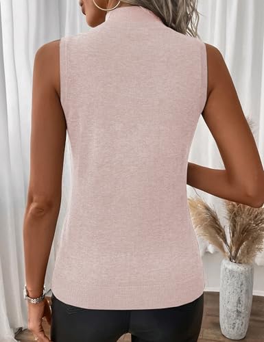 LaGracia Womens Mock Neck Sleeveless Sweater for Women Summer Spring Business Casual Wool Blend Tank Tops Knit Pullover Sweaters Beige 2XL — view 6