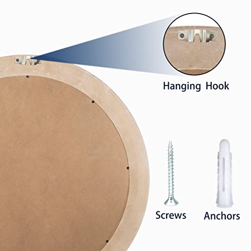 Decointo Round Mirror, Wooden Circle Mirrors 24 Inch, Round Farmhouse Bathroom Mirrors, Rustic Decorative Wall Mirror For Bedroom, Living Room, Or Entryway - Mirror Frame With Beads Decor #TOP4