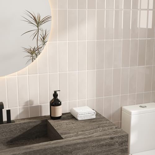 VaryStyle 18-Sheet Beige Backsplash Tile Peel and Stick Subway Wall Tiles Renter Friendly Stick on Backsplash for Kitchen Bathroom Waterproof Removable Mosaic Back Splashes for Stove Fireplace 12"x12" by VaryStyle - Image 2