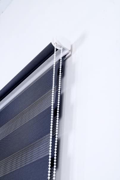 Day and Night Blinds - 49cm x 165cm - Black Curtain - Blackout and translucent Roller shades for windows - Double Layered Fabric Blind