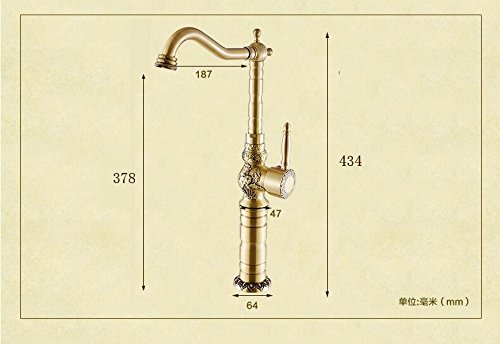 Robinet de lavabo haut cuivre sculpté anti-calcaire pour vasque - 2