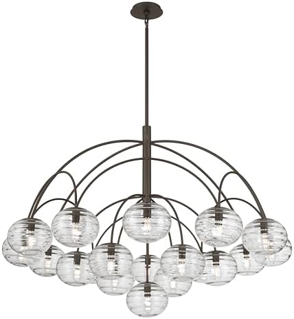 Metropolitan Lenora 47.75" 19-Light Chandelier - Dark Bronze with Clear Ribbed Glass (Bulb Not Included)