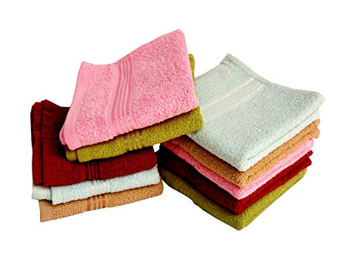 Image of Space Fly 500 GSM Premium Soft Cotton Face Towel for Women - Absorbent Washcloths & Handkerchief Set for Home, Gym & Baby Care (Size-10x10 Inch, Multicolor) (Set of 8)
