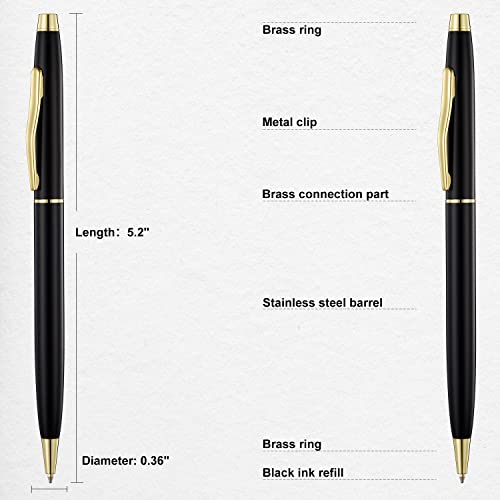 Chaoq Ballpoint Pens (6Pcs), Black Ink Medium Point 1.0 Mm Gold Clip Ballpoint Pen, For Gift Pen, School, Business, Office, Women&Men - Black #TOP1