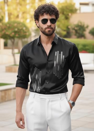 Image of IndoPrimo Men's Stylish Satin Shirt for Party and Casual Wear - Exclusive Designer Full Sleeve Shirt for Men - Pilar